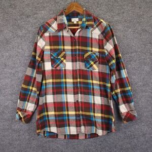 Matchstick Shirt Womens Medium Flannel Multicolor Tartan Plaid Button Up